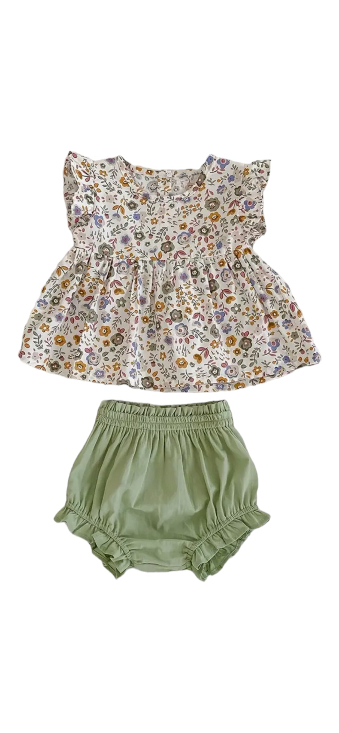 floral green two piece