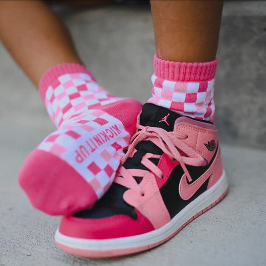 Pink checkered socks