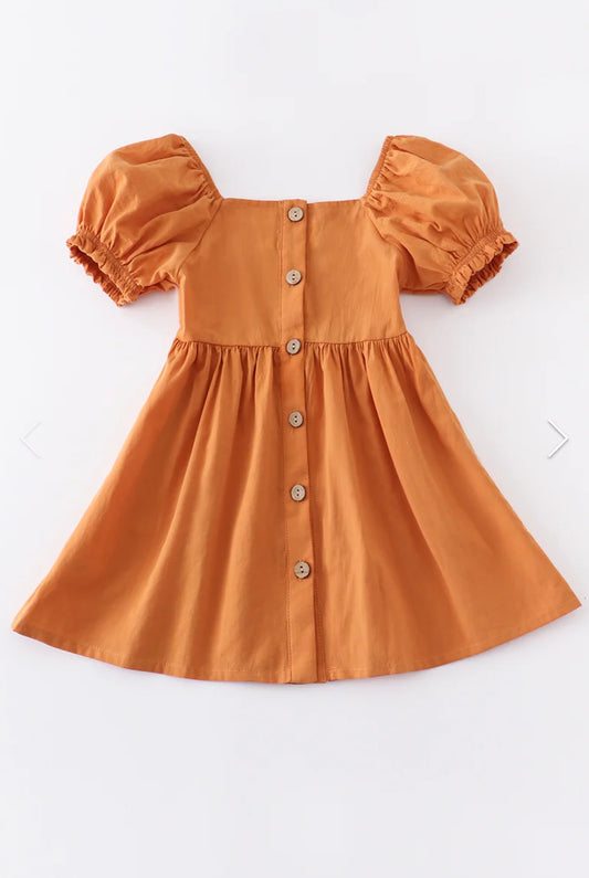 Mustard bubble sleeve dress